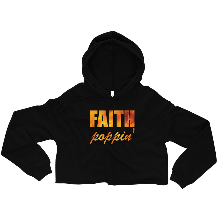 Faith Poppin' Cropped Hoodie - Gold Flame