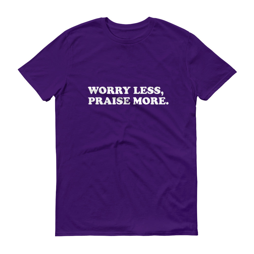 Christian Tees Purple Worry Less Praise More Text In White Tee